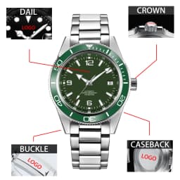 Gustom Logo Automatic Mechanical Men Watch 41mm NH35 Movement Sapphire Steel Strap Watch Waterproof Luminous 90 Ring Corgeut