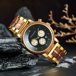 Top Luxury Men's Wooden Watch BOBO BIRD Japanese Movement New Quartz Wristwatch Golden Chronograph Watch Military Timepieces