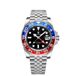 Corgeut 40mm 515 GMT Quartz Wristwatch Stainless Steel Waterproof Luxury Men Watches Top Brand Sapphire Glass Reloj Hombre