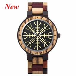 BOBO BIRD Watches For Man Viking Odin Rune Men Quartz Wristwatches Cultural Totem Dail With Wooden Strap Reloj De Hombre