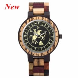 BOBO BIRD Watches For Man Viking Odin Rune Men Quartz Wristwatches Cultural Totem Dail With Wooden Strap Reloj De Hombre