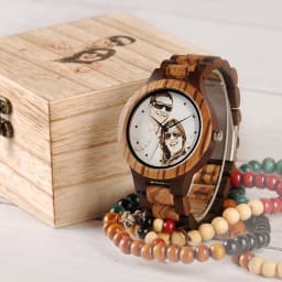 Engraved Watch Boyfriend Birthday Groomsmen Gift BOBOBIRD Wooden Quartz Wristwatch Men Fathers Day Anniversary Photo Custom Gift