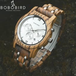 Custom Wood Watch BOBOBIRD Personalized Name Brand BOBOBIRD Chronograph Military Quartz Wristwatch With Wooden Box Dropshipping