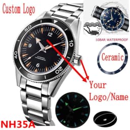 Custom Logo NH35 Movement Watch 10bars Mens 41mm Sapphire Ceramic Bezel Male Mechanical Clock Diver Sports Automatic Wristwatch