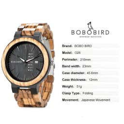BOBO BIRD Wooden Men Watch Fashion Business Week And Date Display Quartz Timepiece Customize Logo Great Gift Relogio Masculino