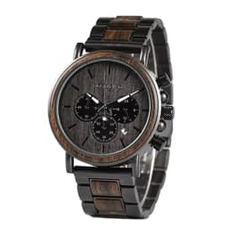 BOBO BIRD Men Watch Fashion Green Wooden Metal Quartz Watches Wristwatch Chronograph Auto Date Display Timepiece Great Gift Box