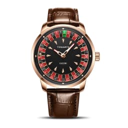 TIMEARTX Men's Trendy Watch European Roulette Poker Game Style Quartz Movement Genuine Leather Luxury Watch Men's Watches