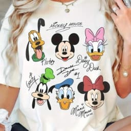 2026 Summer New T-shirt Casual Loose Short Sleeved Printed with Mickey Duck Donald Duck Men Women Families Children