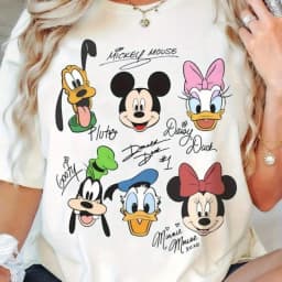 2026 Summer New T-shirt Casual Loose Short Sleeved Printed with Mickey Duck Donald Duck Men Women Families Children