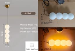 Designer Led Pendant Chandelier for Cafe Bar Bedroom Bedside Kitchen 4 Heads Round Ball Hanging Lighting Fixture Home Decor