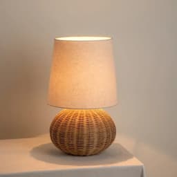 Wabi-sabi Retro Desk Lamp Bedroom Bedside fabric Table Lamp Medieval Hotel Rattan Fujii Weaving Atmosphere Home Decor E27