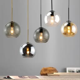 Modern Glass Ball Chandelier Lights for Dining Room Bar Kitchen Hanging Lamps Living Smoky Gray Glass Lampara Lustres Led Lights