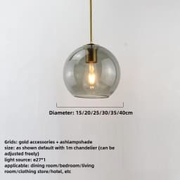 Modern Glass Ball Chandelier Lights for Dining Room Bar Kitchen Hanging Lamps Living Smoky Gray Glass Lampara Lustres Led Lights