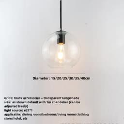 Modern Glass Ball Chandelier Lights for Dining Room Bar Kitchen Hanging Lamps Living Smoky Gray Glass Lampara Lustres Led Lights
