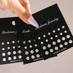 12/24/36 Pairs Shiny Zircon Stud Earrings Set for Women Men Daily Versatile Chic Silver Color Crystal Ear Jewelry Accessories