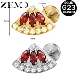 ZEMO 1 Piece ASTM F136 Titanium Colorful Lip Piercing Women Men 16G Flower Grape CZ Crystal Lip Ear Stud Cartilage Helix Earring