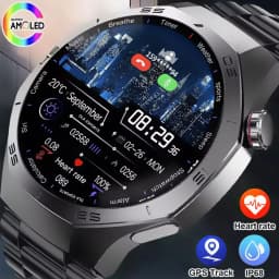 2026 New Smart Watch Men AMOLED Screen GPS Motion Track Heart Rate Blood Pressure Bluetooth Call SmartWatch IP68 Waterproof Ht22