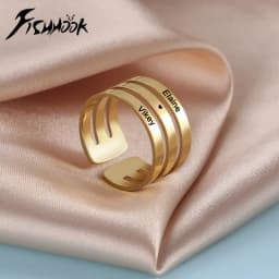 Personalized Wedding Bands Finger Ring For Woman Men Engrave Name Custom Matching Couple Ring Stainless Steel Gold Color Jewelry
