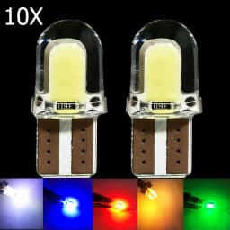 10PCS T10 W5W COB Light Bulb 1W DC12V Mini LED Lights White Blue Red Yellow Green Pink Silicone Lamp for Car Interior Lighting