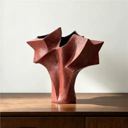 Red Irregular Geometric Vase Abstract Ceramic Handicraft Floral Arrangement Flower Vase Flowerpot Home Decoration Accessories
