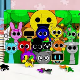 30pcs Sprunkis Multi-Character Themed Jigsaw Puzzle Family Birthday Party Puzzle Educational Learning Toys Gift for Birthdays