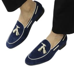 Penny Blue Loafer Men Shoes Fashion Tassel One-step Summer Casual Daily Office Shoes for Men Cow Suede High Quality Customized