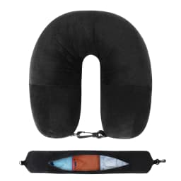 Travel Neck Pillow with Fillable Clothing U-Shaped Pillowcase, Extra Storage Bag, Velvet Neck Pillow Cover for Airplane Travel