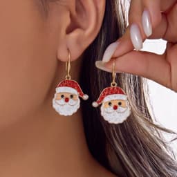 Cute Enamel Santa Claus Stud Earrings For Women Exquisite Imitation Pearl Cartoon Christmas Earring Xmas New Year Party Gifts