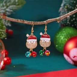 Cute Enamel Santa Claus Stud Earrings For Women Exquisite Imitation Pearl Cartoon Christmas Earring Xmas New Year Party Gifts