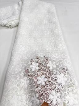 White 100%Cotton Lace Fabrics 2026 High Quality Dubai Materials Latest Nigerian Guipure Lace Fabric Senegal Style For Wedding