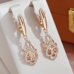 JULYDREAM Luxury Natural Zircon 585 Gold Color Long Dangle Women's Earrings Fashion Wedding Jewelry Party Personality Earrings
