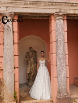 CHANDELA Classic Wedding Dress Sleeveless Lace Appliques A-line Strapless Lacing up Brush Train Robe De Mariee Customised