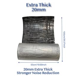 Extra Thick 20mm Car Sound Deadening Mat 50x100cm Aluminum Foil Heat Insulation Heavy Duty Soundproof Foam for Door Roof Hood