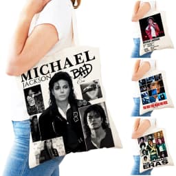 Michael Jackson Lady Shopping Bags Double Print Super Star Women Shopper Tote Bag Lightweight Album Girl Shop Satchel