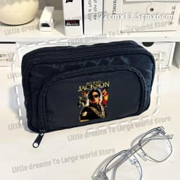 Michael Jackson Pencil Case Singer MJ Fashion Pen Box Pencil Bags Student Supplies Large Storage School Office Gift Pen Pouches