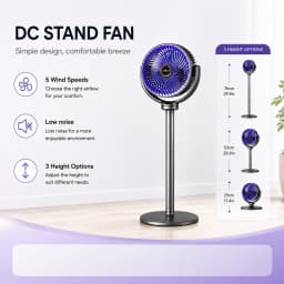 Modern 2-in-1 Floor Desk Air Circulator Fan 5 Speeds Powerful Airflow Portable USB Pedestal Fan for Home Bedroom Office