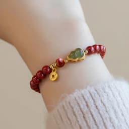 Vintage Red Cinnabar Beads Bracelets for Women Men Charm Pixiu Wealth Lucky Amulet Bracelet Unisex Prayer Jewelry Birthday Gift