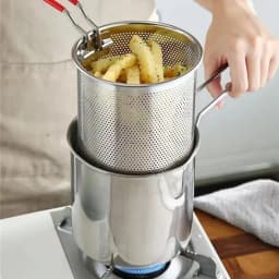 SUS304 Stainless Steel Fryer with French Fries and Chicken Wings, Household Small Oil Pot with Filter Screen, Tianfu Luo Pot