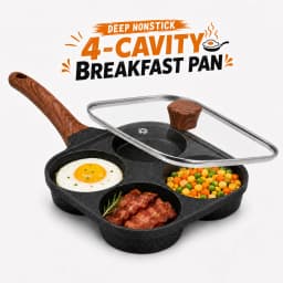Deepened Divided Egg Frying Pan 4 Section Pancake Maker Aluminum Alloy Omelet Cooker Pan With Glass Lid For All Stoves