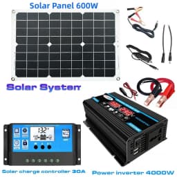 4000W Solar Inverter Kit Complete 12V to 110V/220V Solar Panel System 12V Solar Panel Battery Charge Controller Power Generation