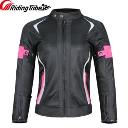 Woman Lady Girl Motorcycle Jacket Summer Breathable Motorbike Armor Coat with 5pcs Protective Pads and Waterproof Liner JK-52