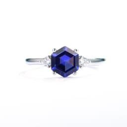 Luxyimagic Hexagon London Blue Topaz Gemstone Ring for Women Soid 925 Sterling Silver Tanzanite Morganite Jewelry for Engagement