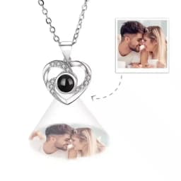 Custom Picture Heart Necklace Personalized Projection Necklace Memorial Valentine's Day Birthday Gifts for Wife Girlfriend
