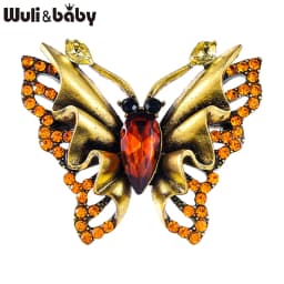 Wuli&baby Vintage Butterfly Brooches For Women Unisex Gothic Elegant Insects Party Office Brooch Pin Gifts