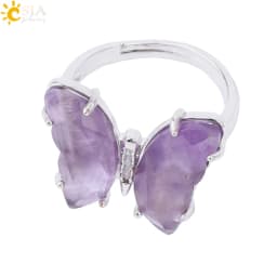 Rock Crystal Necklace Butterfly Necklaces Natural Stone Amethysts Clear Quartz Tiger Eye Pendants Stainless Steel Chain H158