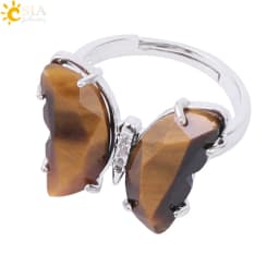 Rock Crystal Necklace Butterfly Necklaces Natural Stone Amethysts Clear Quartz Tiger Eye Pendants Stainless Steel Chain H158