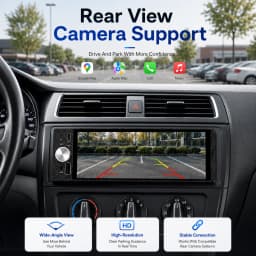 6.36 Inch 1Din Car Stereo Radio Wireless CarPlay Android Auto MP5 Player 1280x480 Touch Screen FM Multimedia Receiver