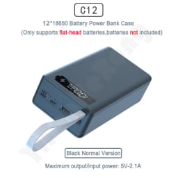 12*18650 Battery Power Bank Case Charger Box Holder Dual USB LCD Display Support Quick & Wireless Charger Battery Shell Storage