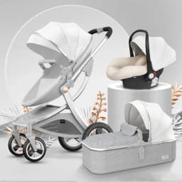2024 New Baby Stroller 3 in 1with bassinet and car seat eggshell PU leather high quality luxury pram for newborn carriage