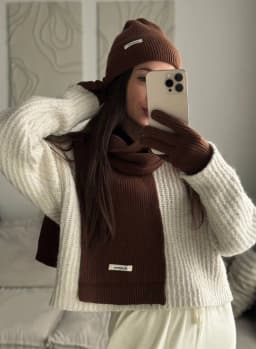 Women's Winter Knitted Hat Scarf Gloves Set Gray Burgundy Comfortable Soft 3 Pcs Casual Warm Hat Set for Women
